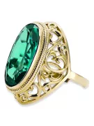 Vintage style Ring Emerald 14K Yellow gold vrc184y